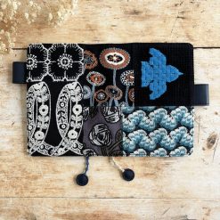 Hobonichi-Style A6 Notebook Cover in Mina Perhonen Fabric - Patchwork Black