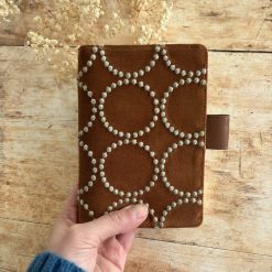 Hobonichi-Style A6 Notebook Cover in Mina Perhonen Fabric - Tambourine Brown