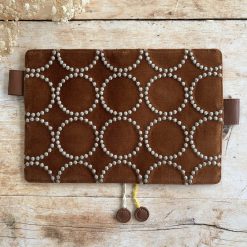 Hobonichi-Style A6 Notebook Cover in Mina Perhonen Fabric - Tambourine Brown - Image 3