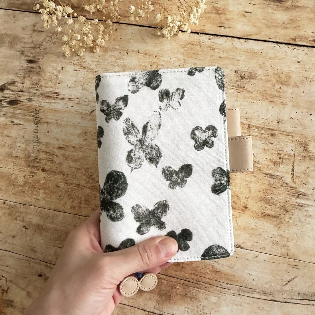 Hobonichi-Style A6 Notebook Cover - White Butterflies
