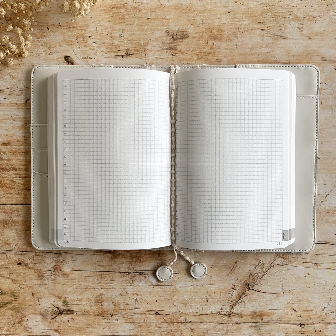 Hobonichi-Style B6 Notebook Cover in Mina Perhonen Fabric - Tambourine Beige