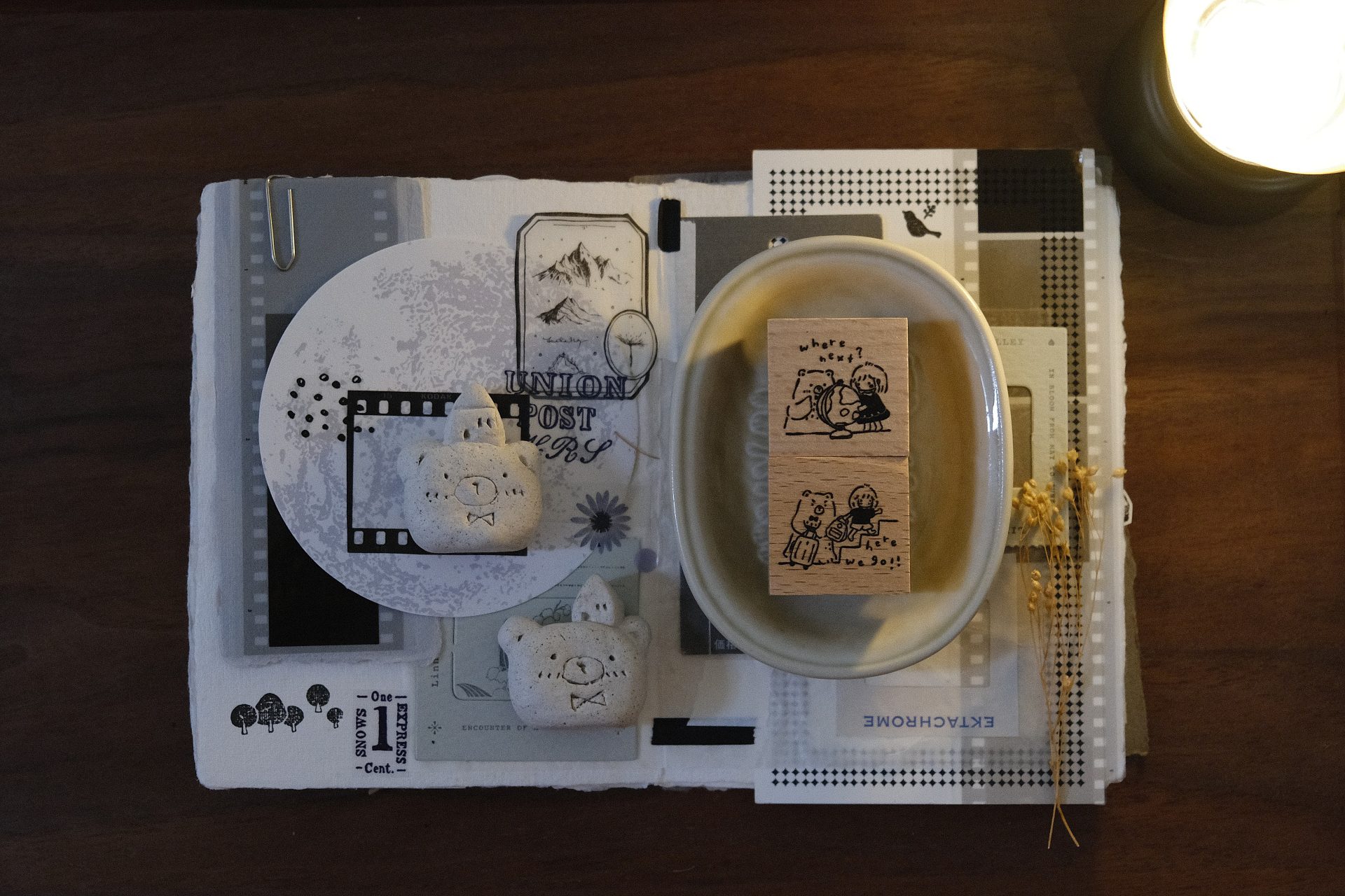 CHECK PRICE Eileen Tai Bear & Girl Travelling Rubber Stamp