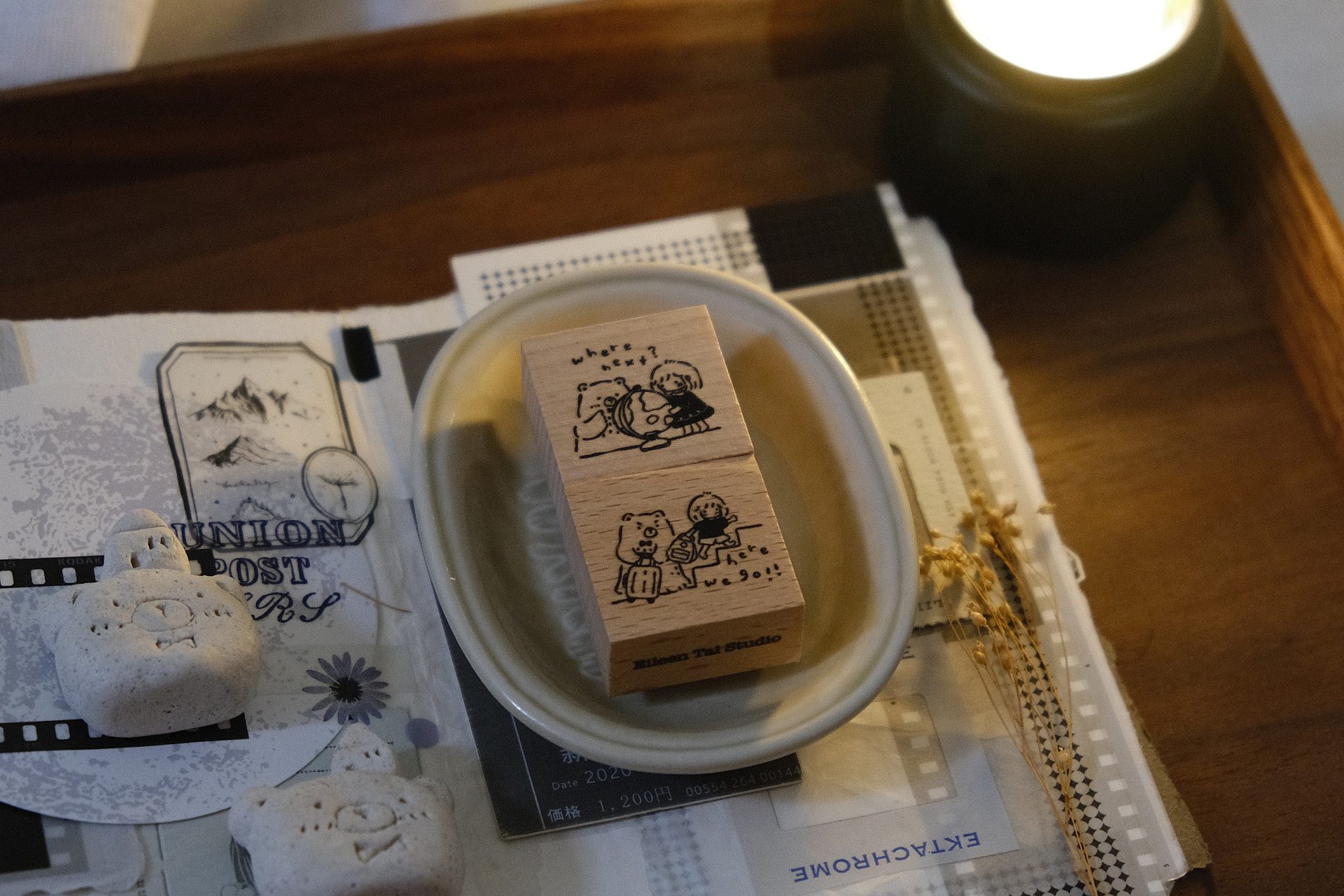 CHECK PRICE Eileen Tai Bear & Girl Travelling Rubber Stamp