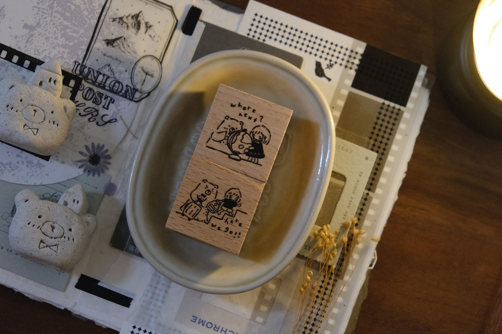 CHECK PRICE Eileen Tai Bear & Girl Travelling Rubber Stamp