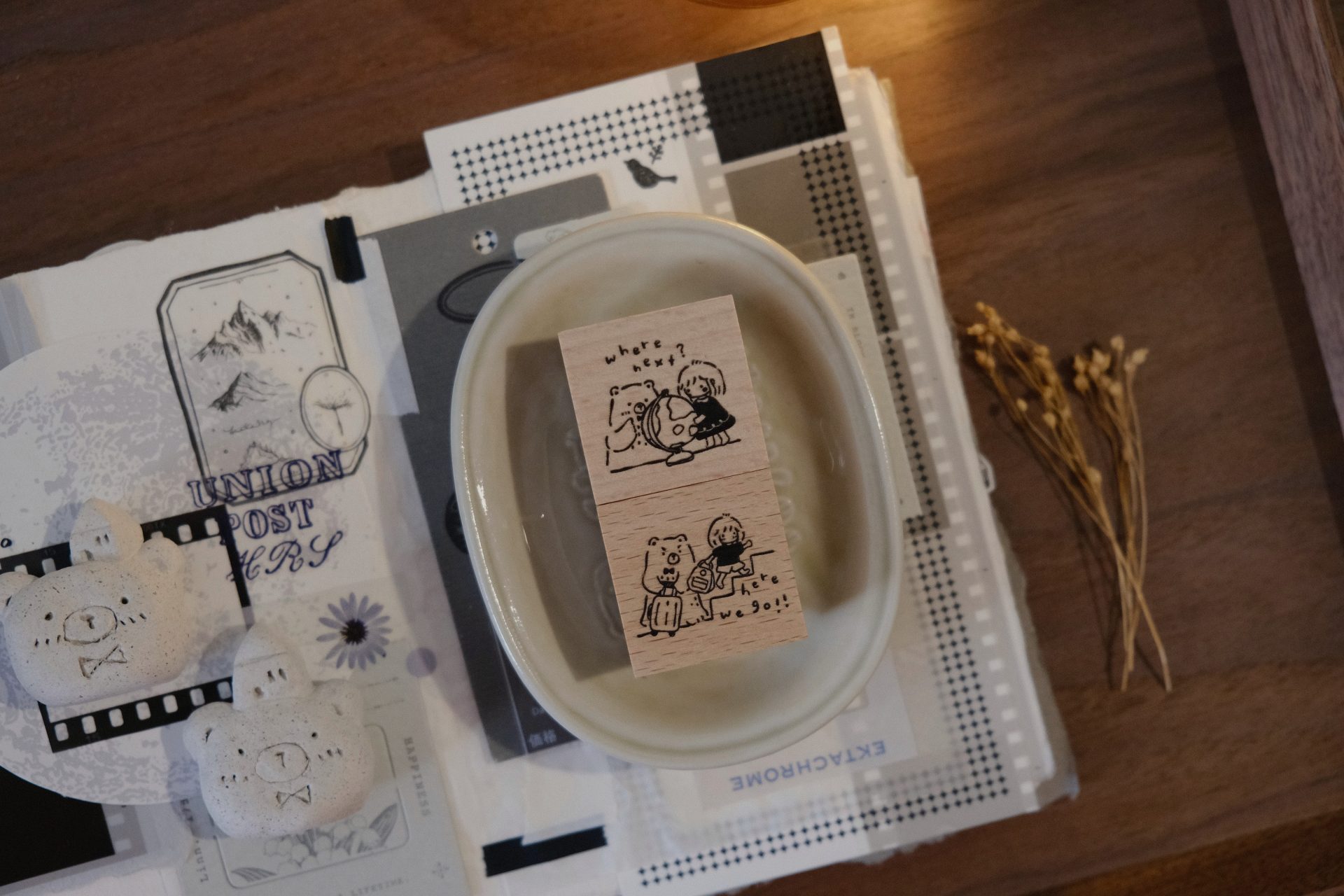 CHECK PRICE Eileen Tai Bear & Girl Travelling Rubber Stamp