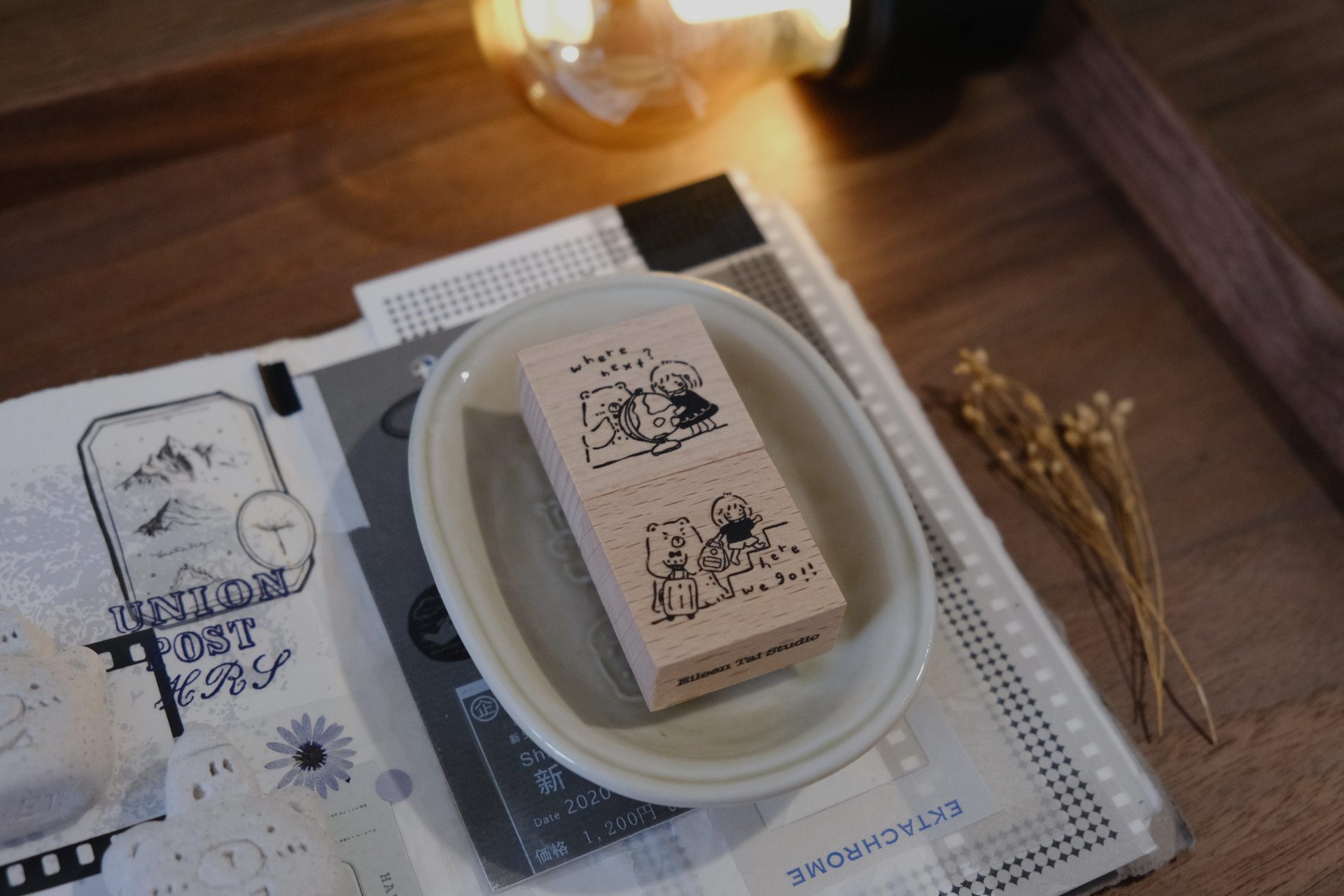 CHECK PRICE Eileen Tai Bear & Girl Travelling Rubber Stamp
