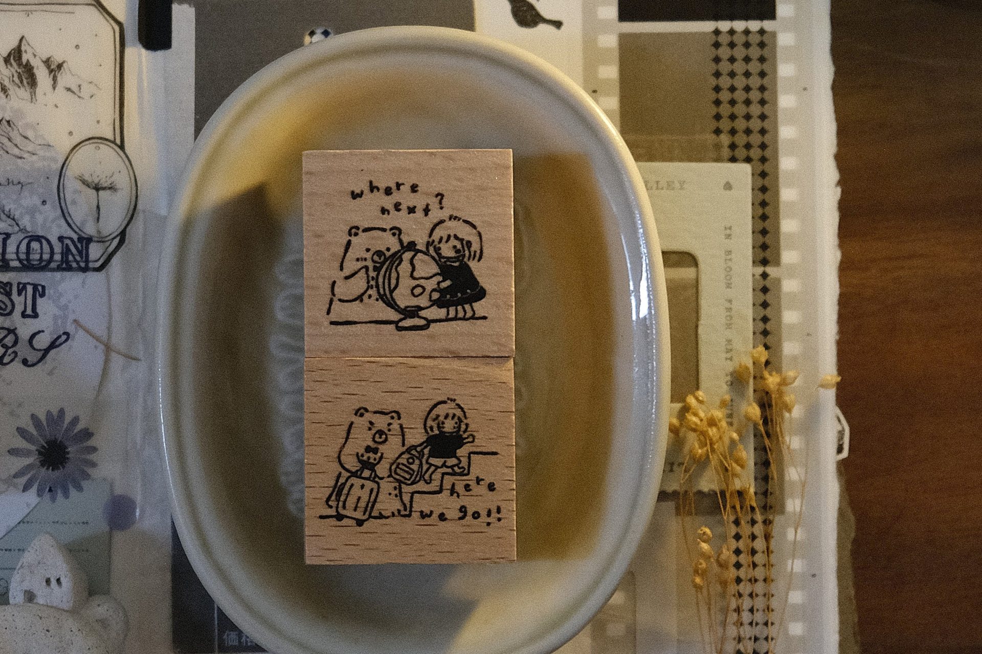 CHECK PRICE Eileen Tai Bear & Girl Travelling Rubber Stamp
