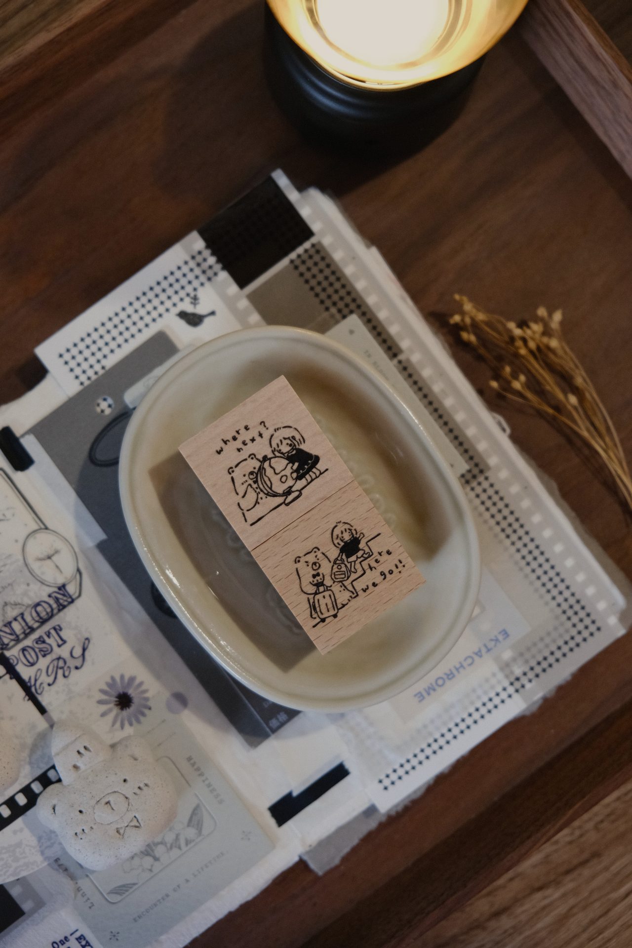 CHECK PRICE Eileen Tai Bear & Girl Travelling Rubber Stamp