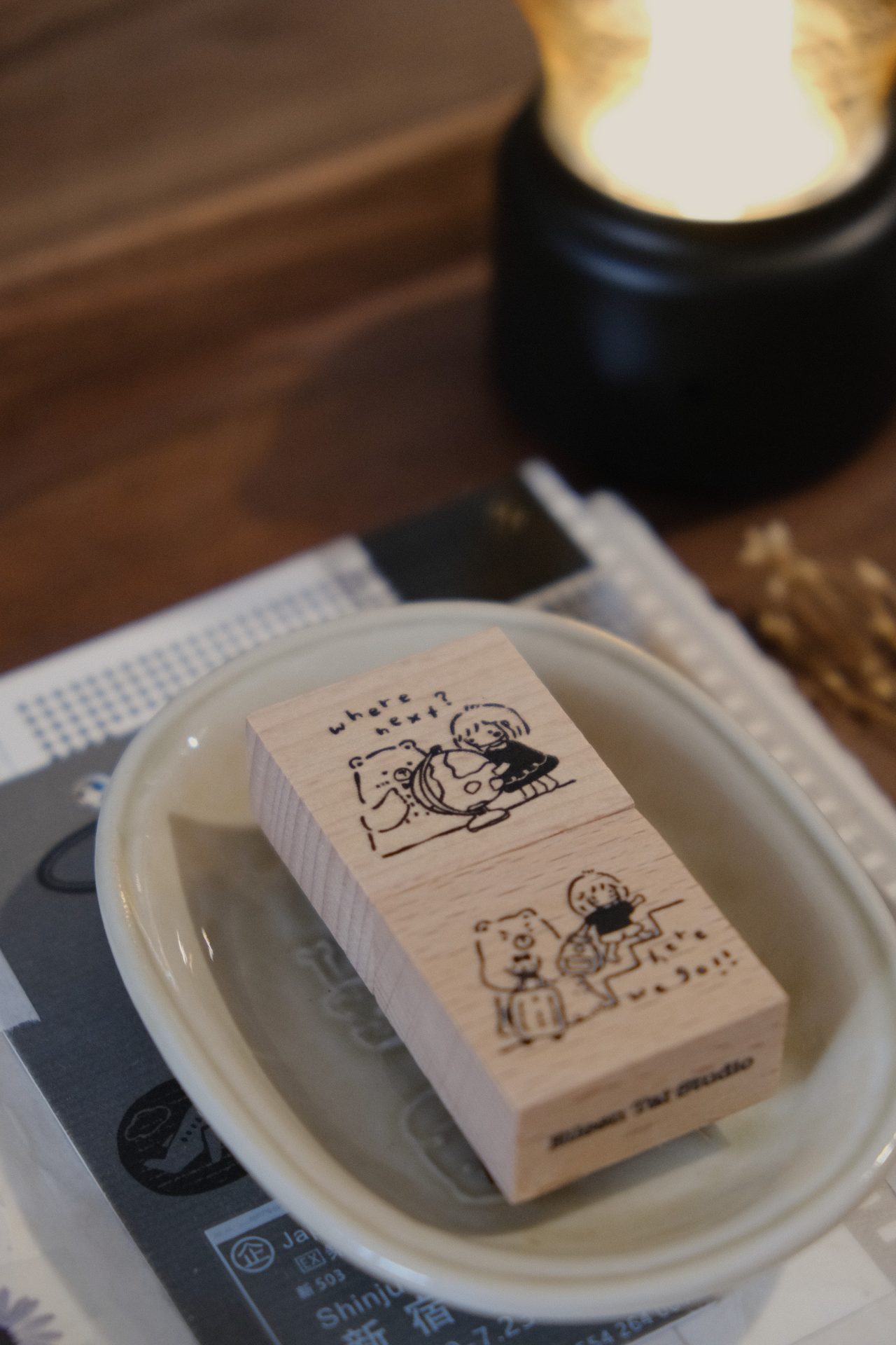 CHECK PRICE Eileen Tai Bear & Girl Travelling Rubber Stamp