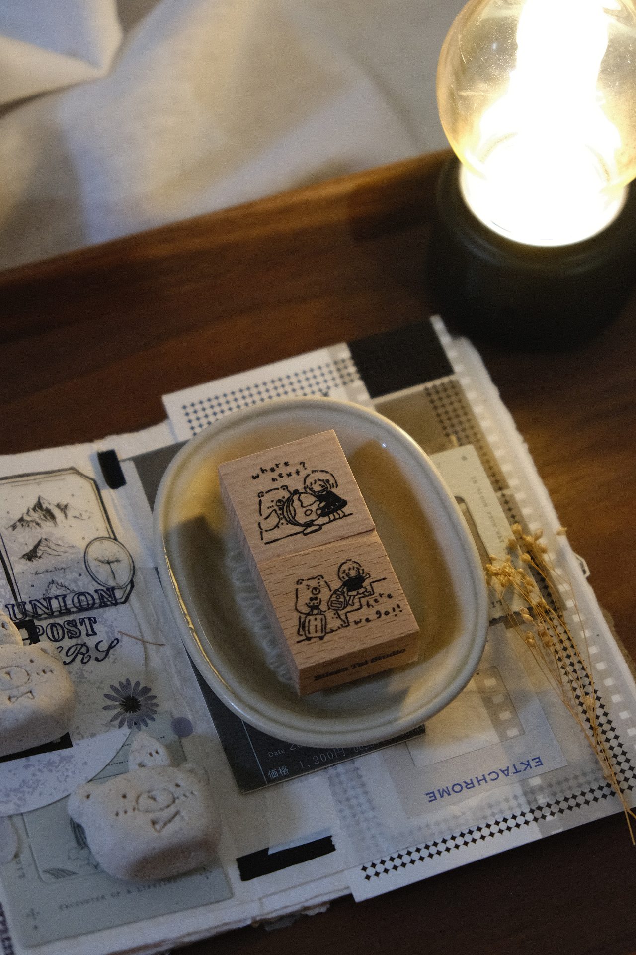 CHECK PRICE Eileen Tai Bear & Girl Travelling Rubber Stamp