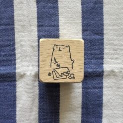Catdoo Rubber Stamp - Cat Writing Memo - Image 2