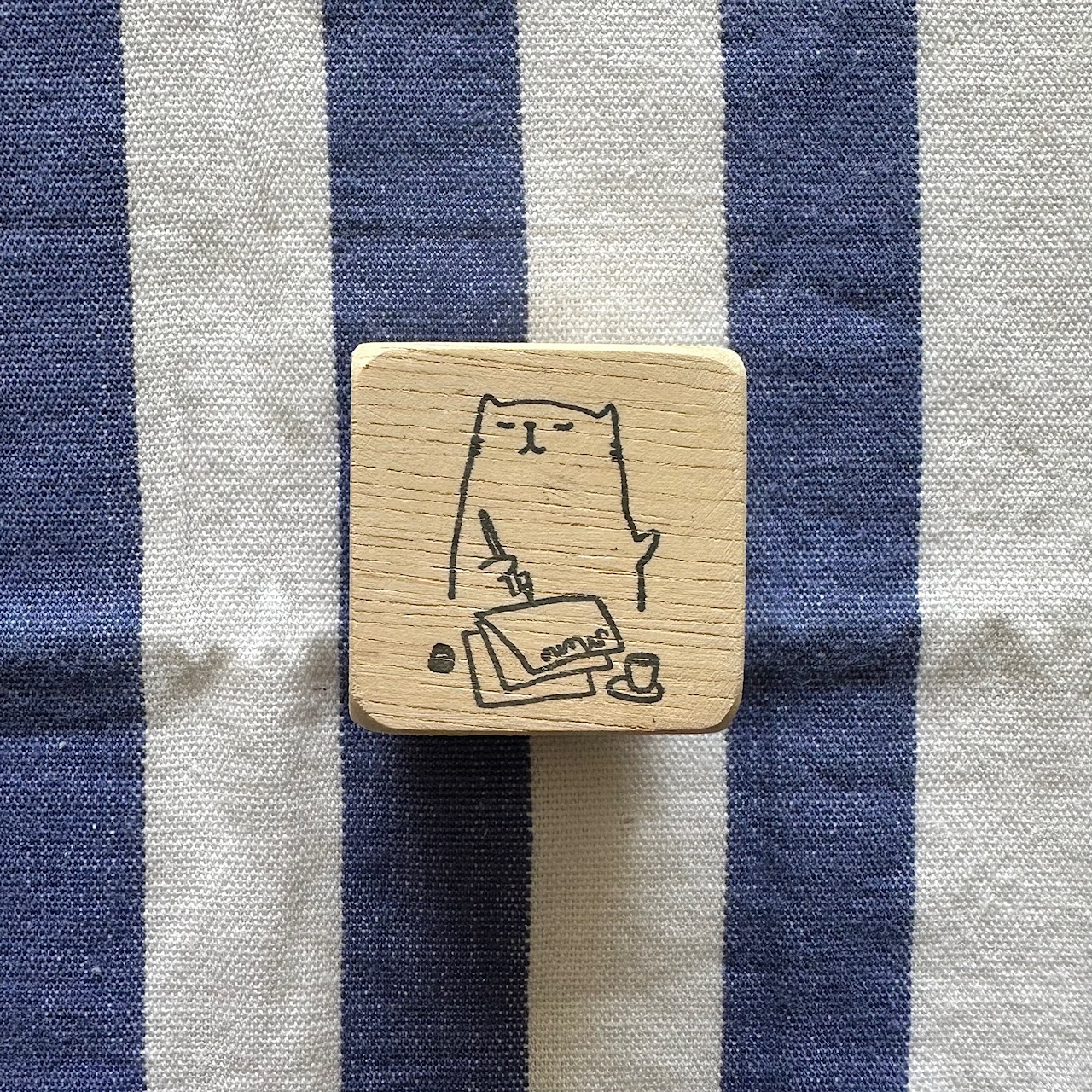 Catdoo Rubber Stamp - Cat Writing Memo - Image 2