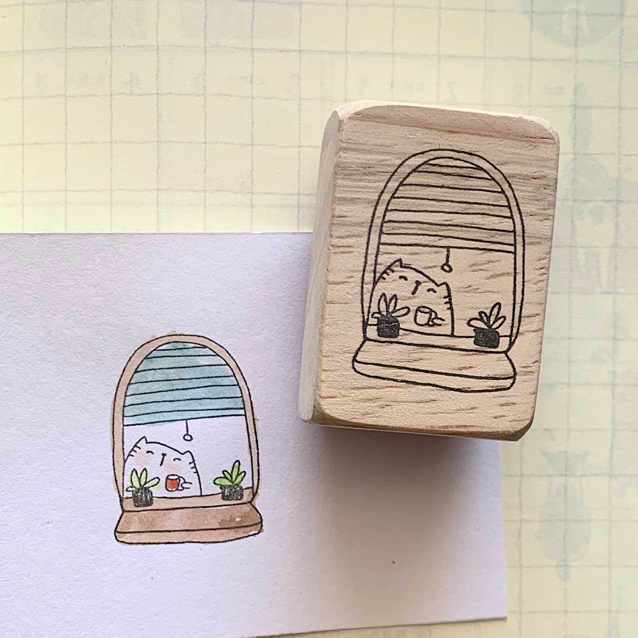 Catdoo Rubber Stamp - Looking Out From The Window