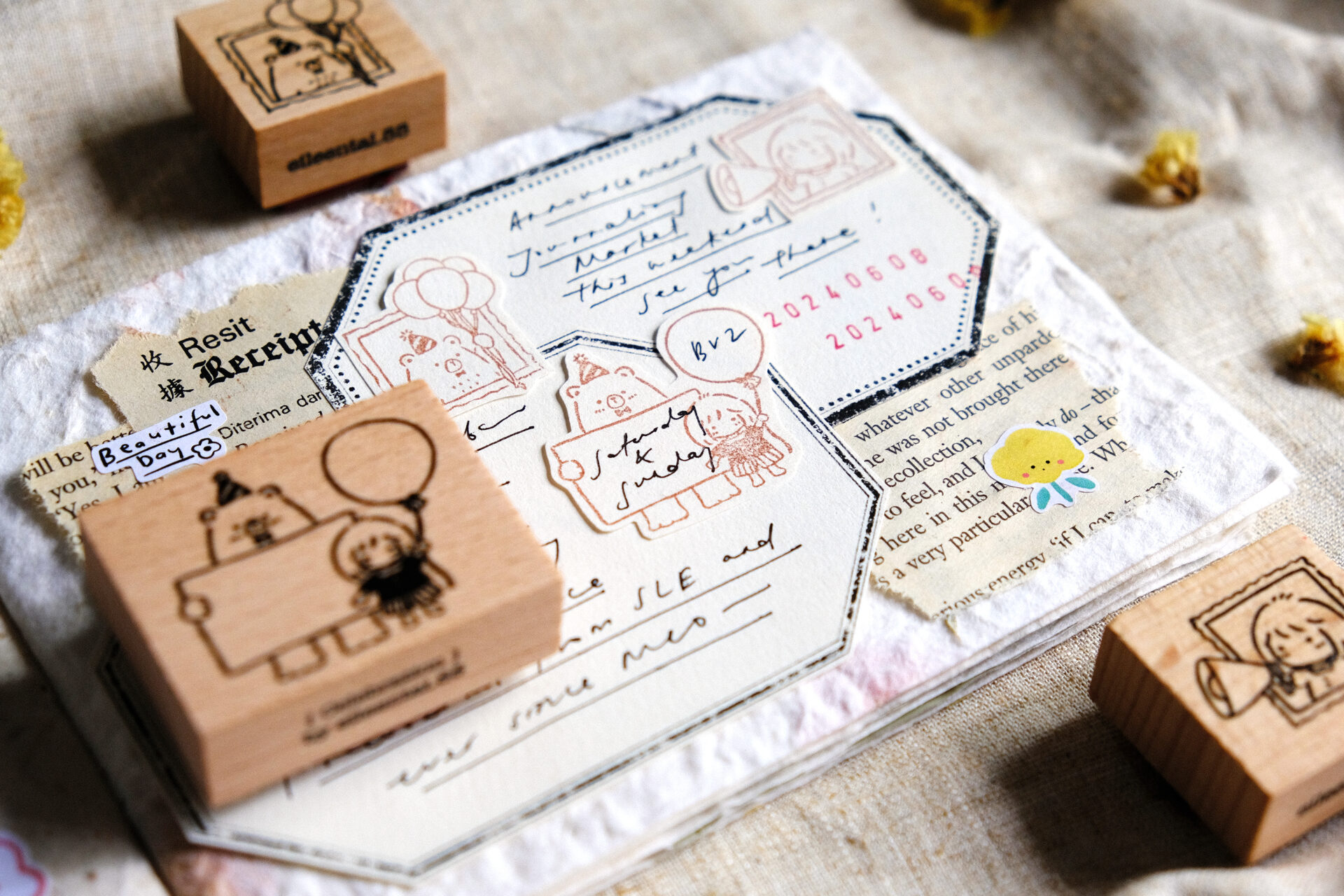 Eileen Tai Bear & Girl Rubber Stamps - Celebration - Image 11