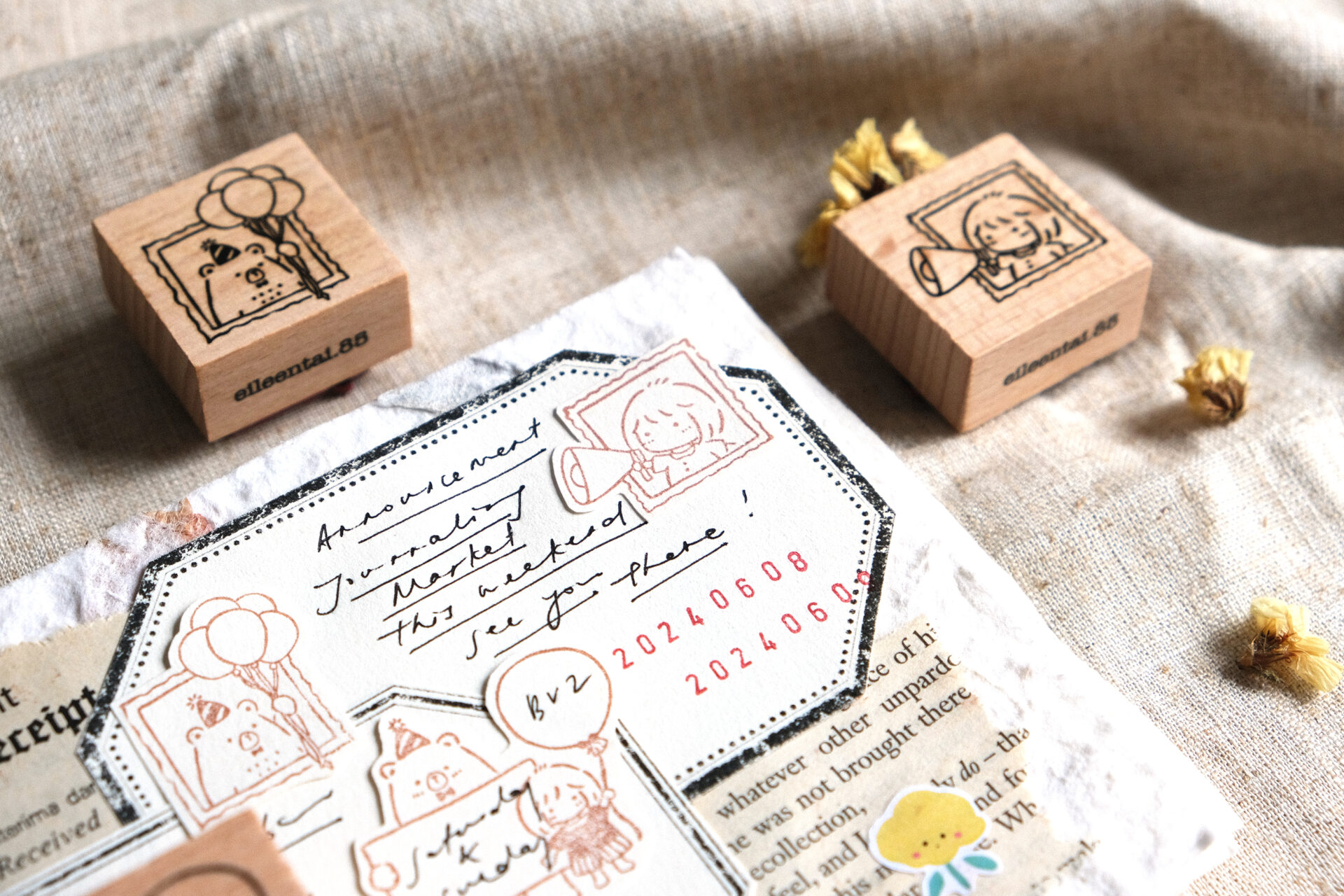 Eileen Tai Bear & Girl Rubber Stamps - Celebration - Image 8