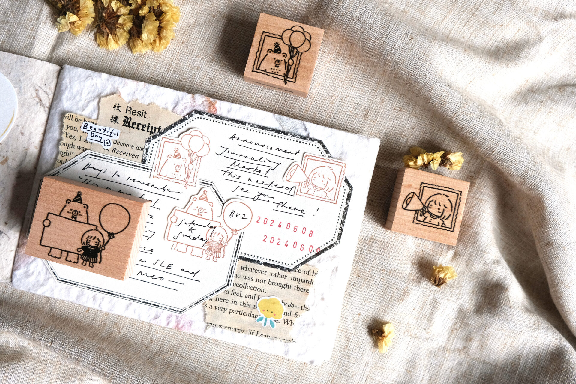 Eileen Tai Bear & Girl Rubber Stamps - Celebration - Image 7