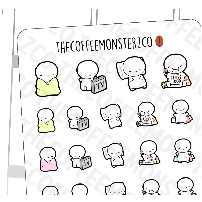 The Coffee Monsterz Co Stickers - Me Time Emotis