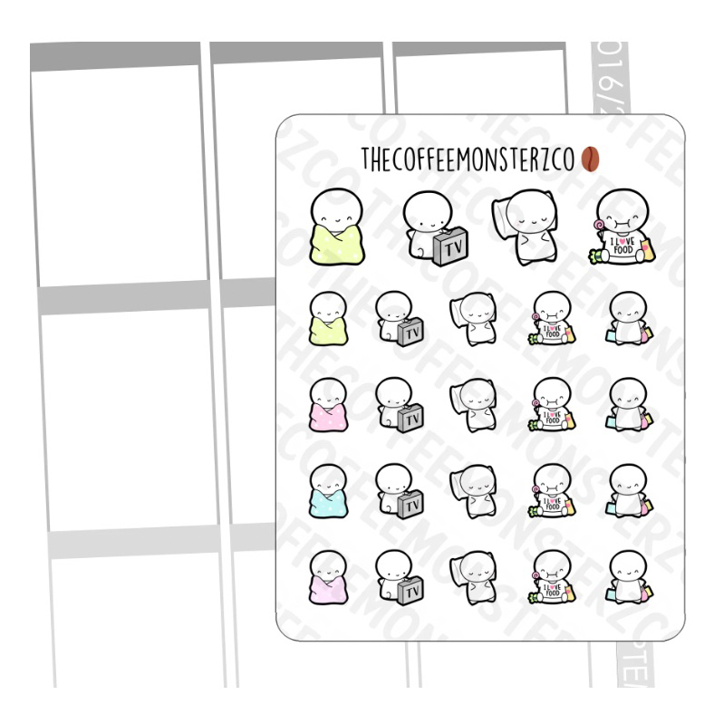 The Coffee Monsterz Co Stickers - Me Time Emotis