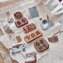 Nove Origami Words Embroidery Stickers