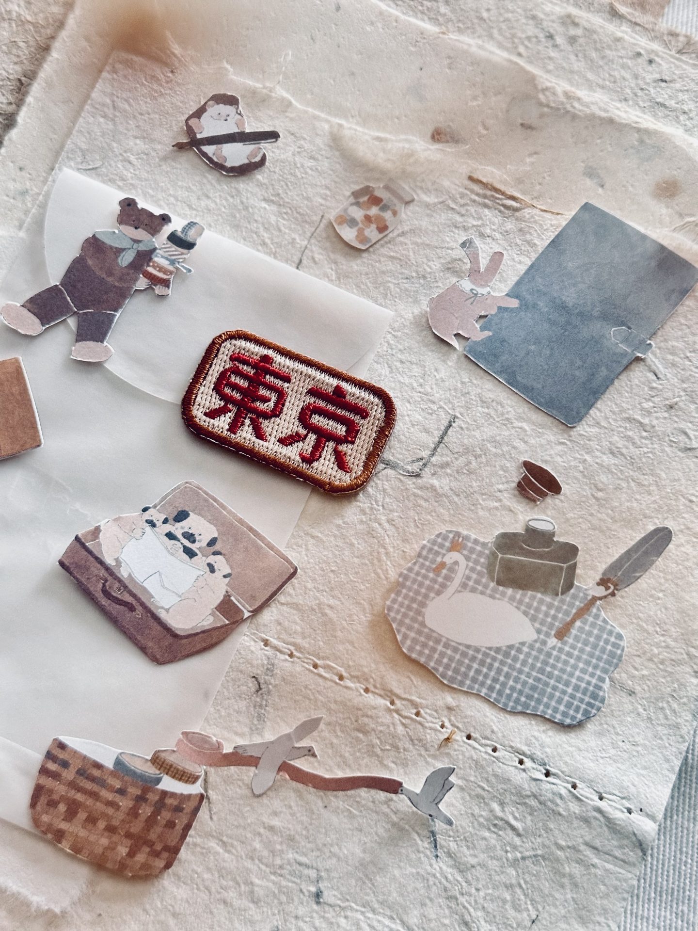 Nove Origami Words Embroidery Stickers