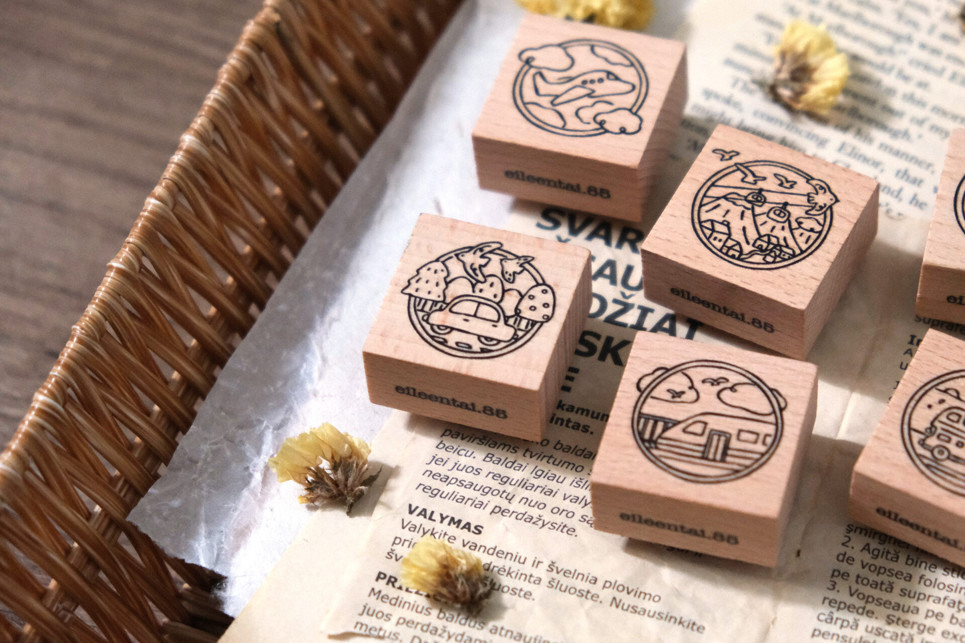 Eileen Tai "Let's Go" Rubber Stamps
