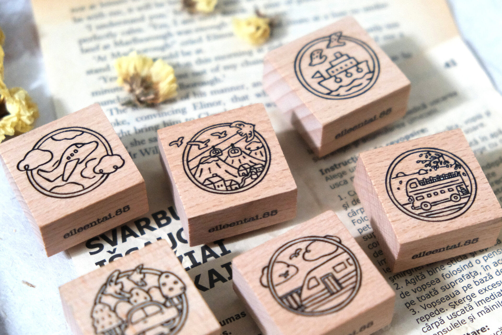 Eileen Tai "Bear & Girl: Travel Together" Rubber Stamps