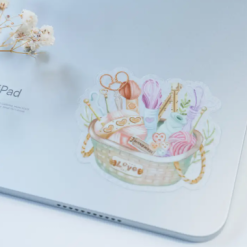 Lettoon Clear Vinyl Sticker - Knitting Basket