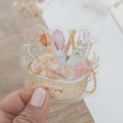 Lettoon Clear Vinyl Sticker - Knitting Basket