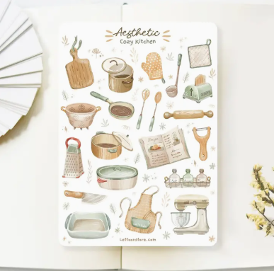 Lettoon Sticker Sheet - Aesthetic Cosy Kitchen