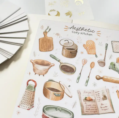 Lettoon Sticker Sheet - Aesthetic Cosy Kitchen