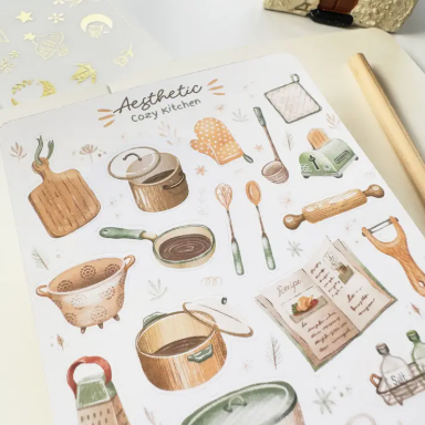 Lettoon Sticker Sheet - Aesthetic Cosy Kitchen