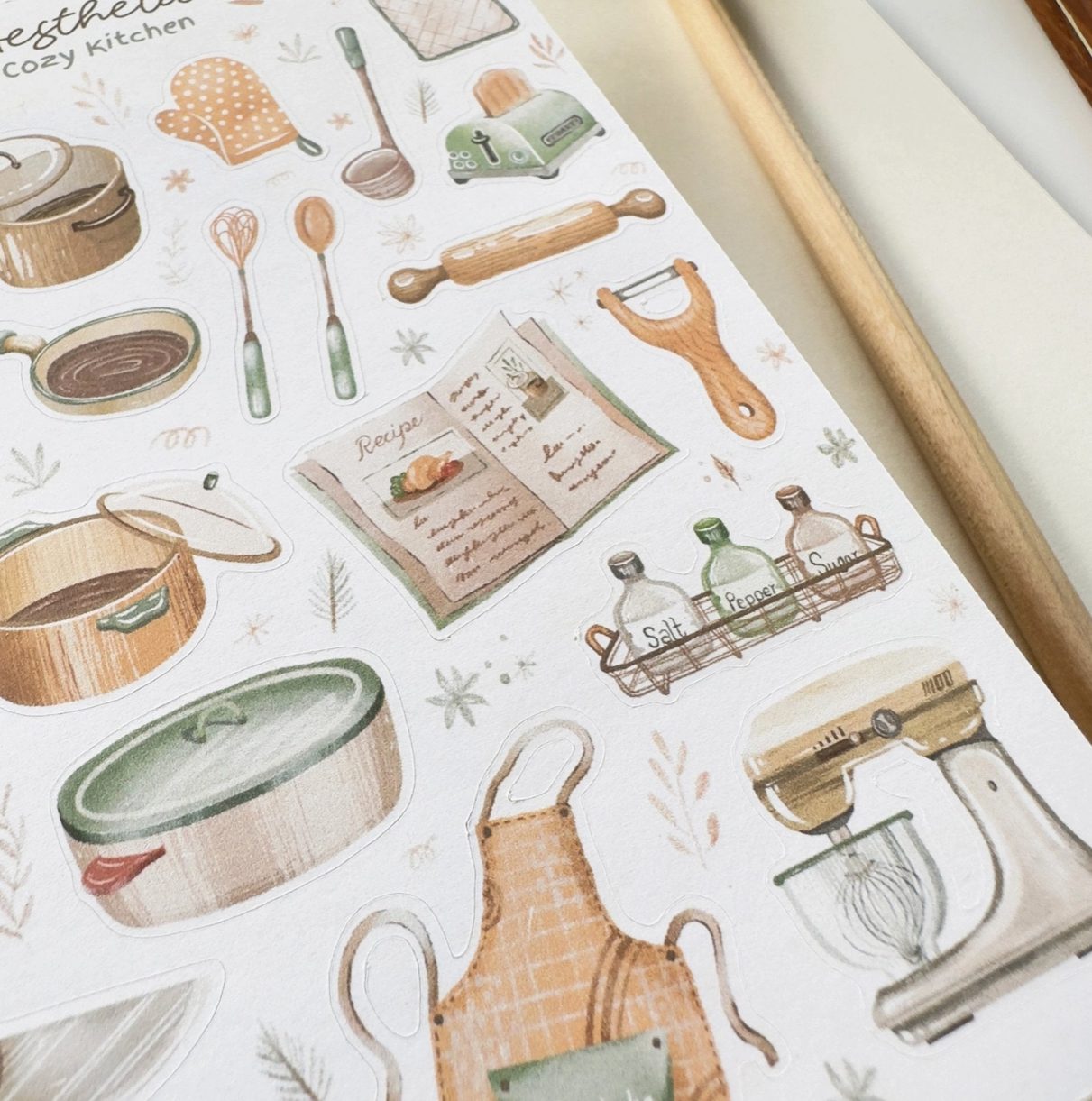 Lettoon Sticker Sheet - Aesthetic Cosy Kitchen