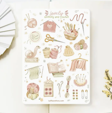 Lettoon Sticker Sheet - Lovely Knitting & Crochet