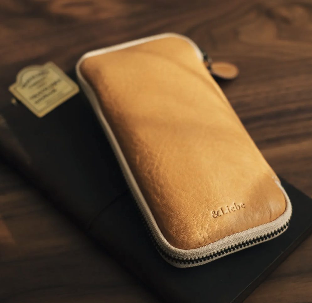&Liebe 6-Pen Leather Zip Case Natural