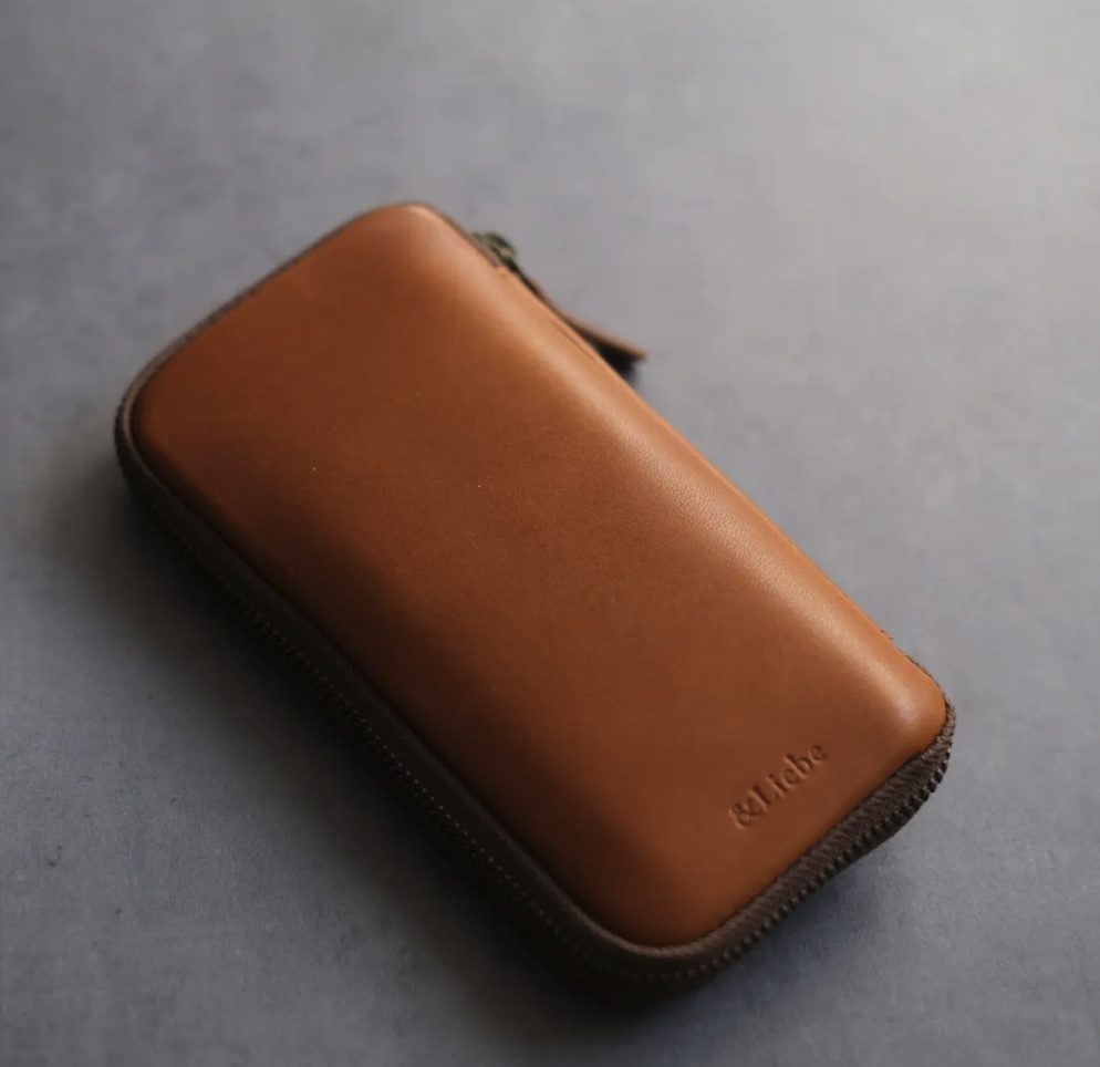 &Liebe 6-Pen Leather Zip Case Smooth brown
