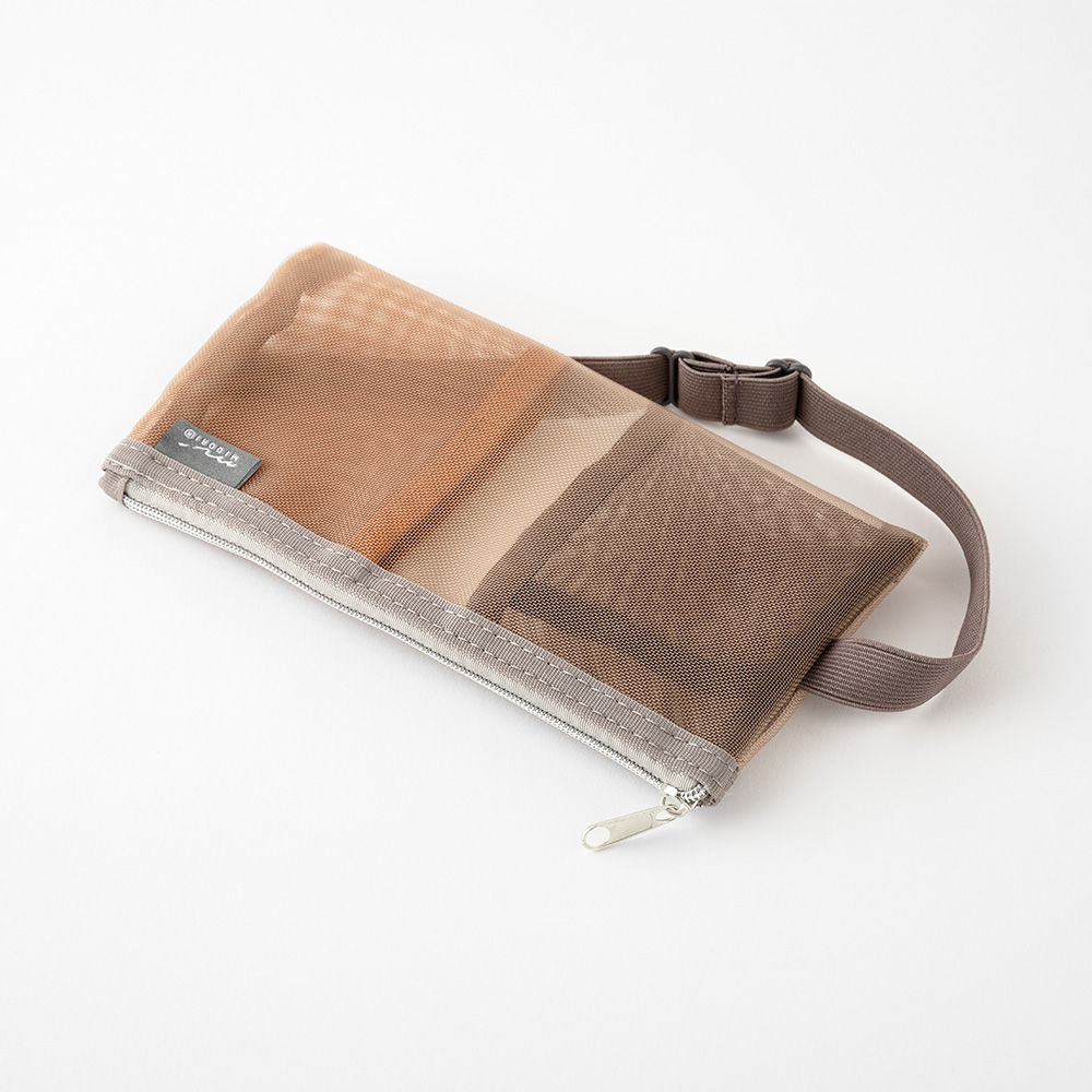 Midori Book Band Mesh Pen Case - Brown