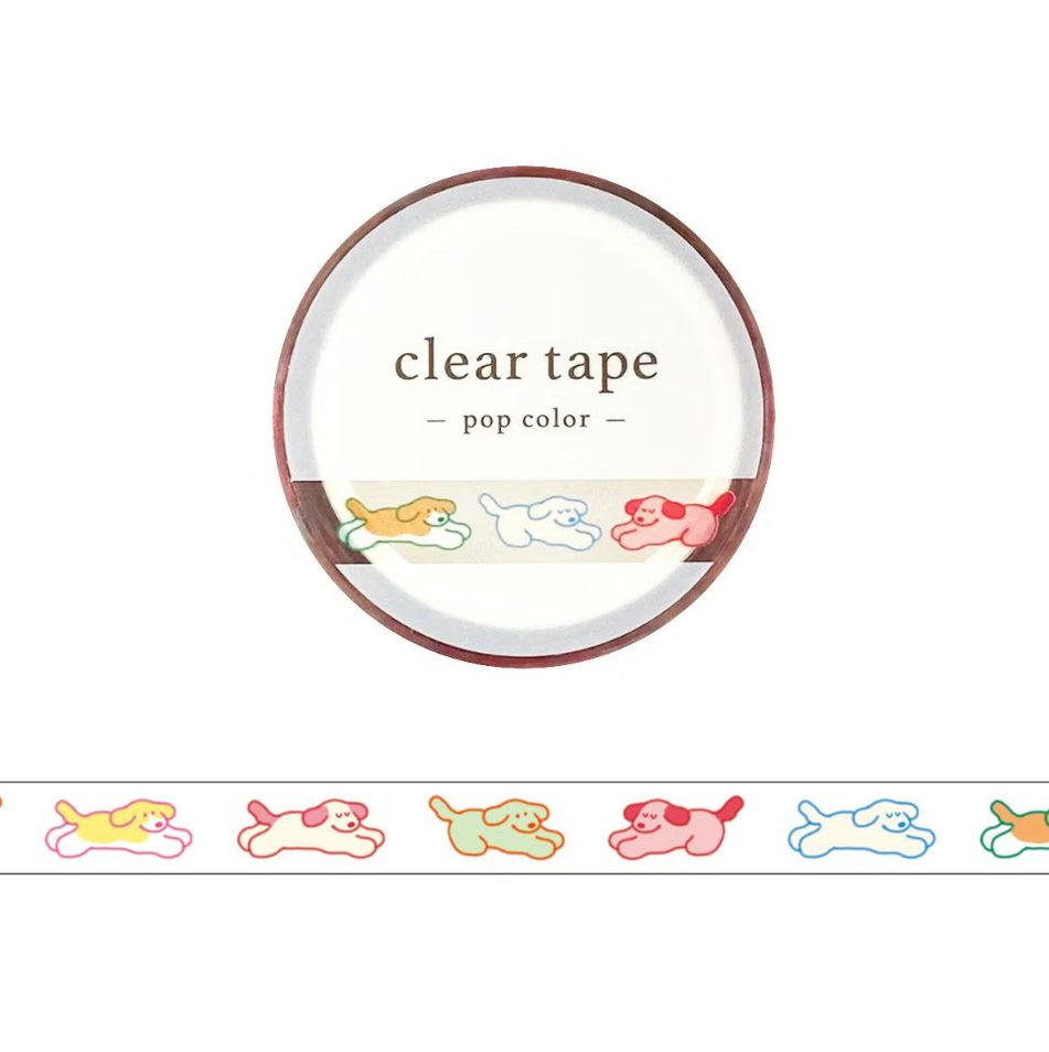 Mind Wave Slim Clear Tape - Pop Colour Dog