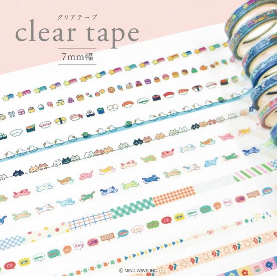 Mind Wave Slim Clear Tape - Pop Colour Flower