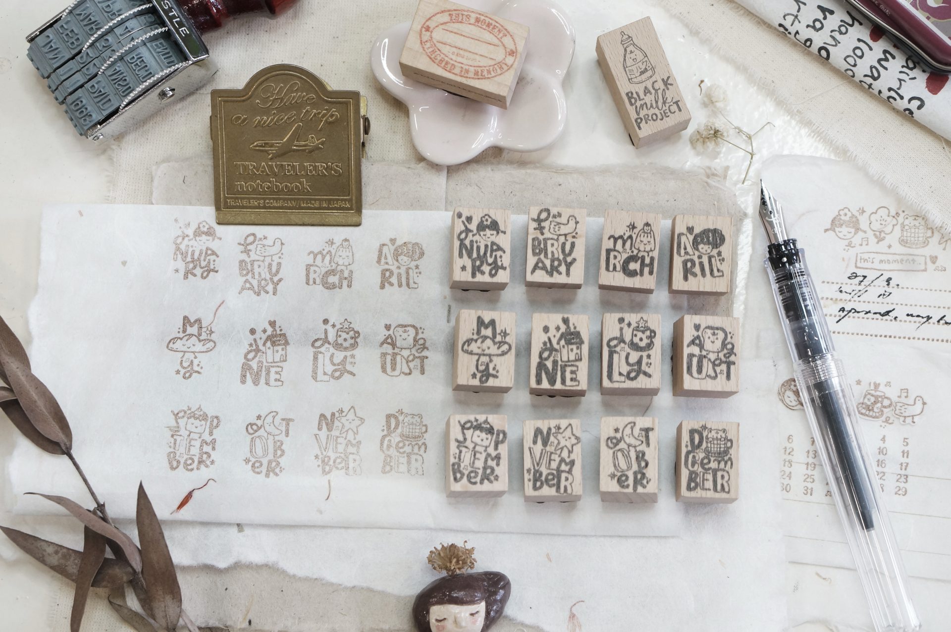 Black Milk Project This Moment - Twelve Months Rubber Stamps