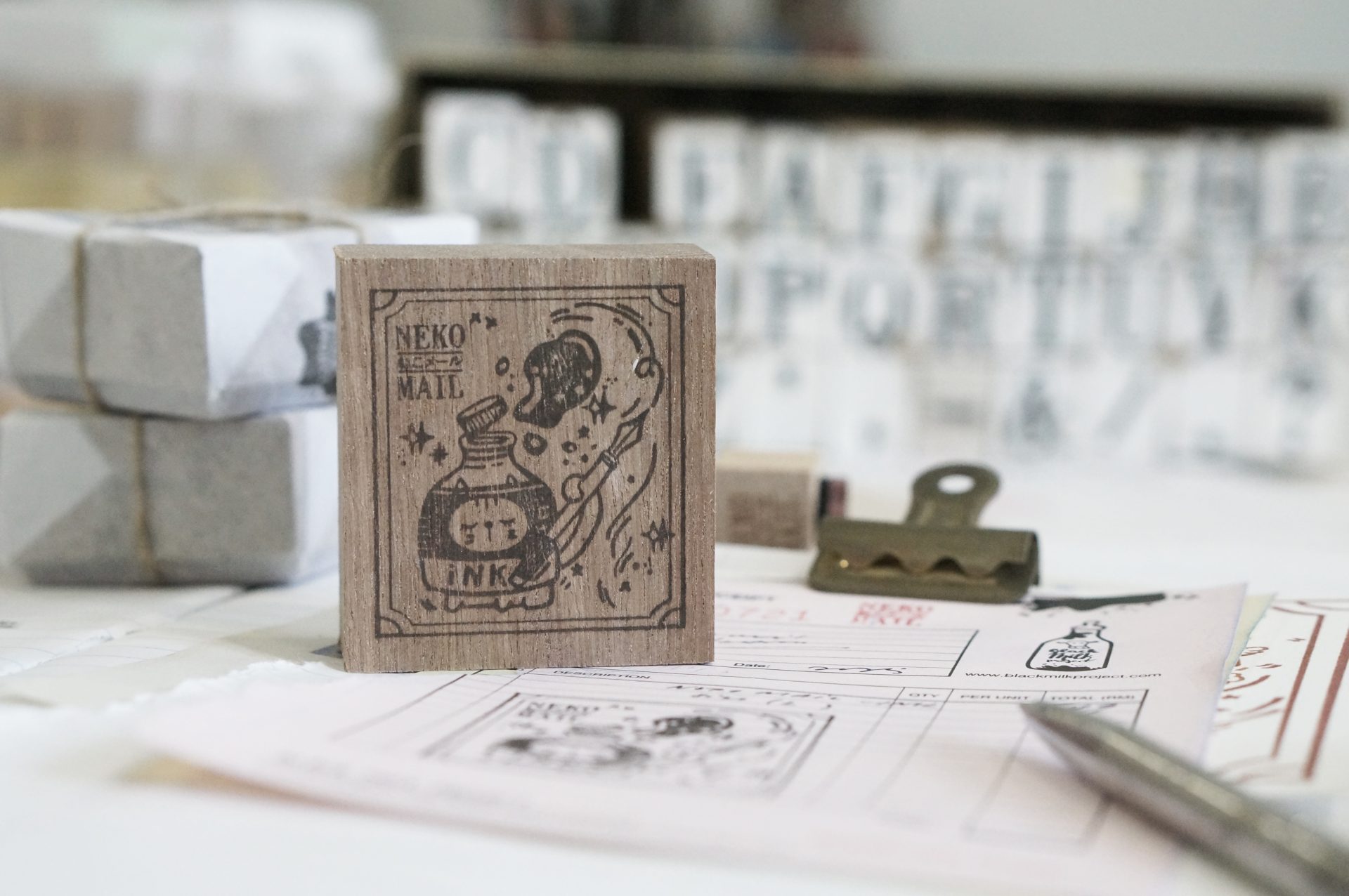 Black Milk Project Neko Mail Rubber Stamps - Ink