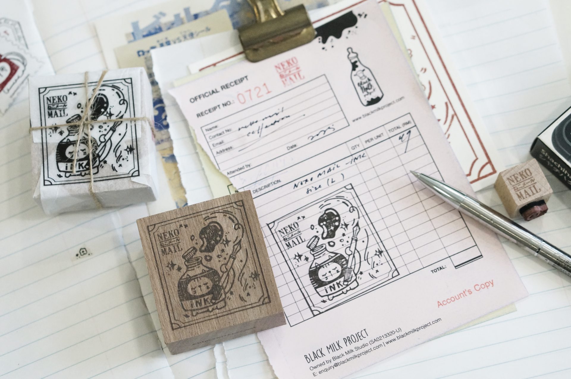 Black Milk Project Neko Mail Rubber Stamps - Ink