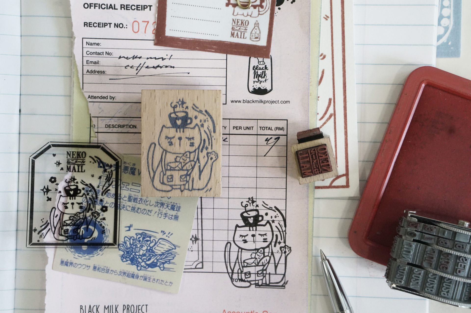 Black Milk Project Neko Mail Rubber Stamps - Cup
