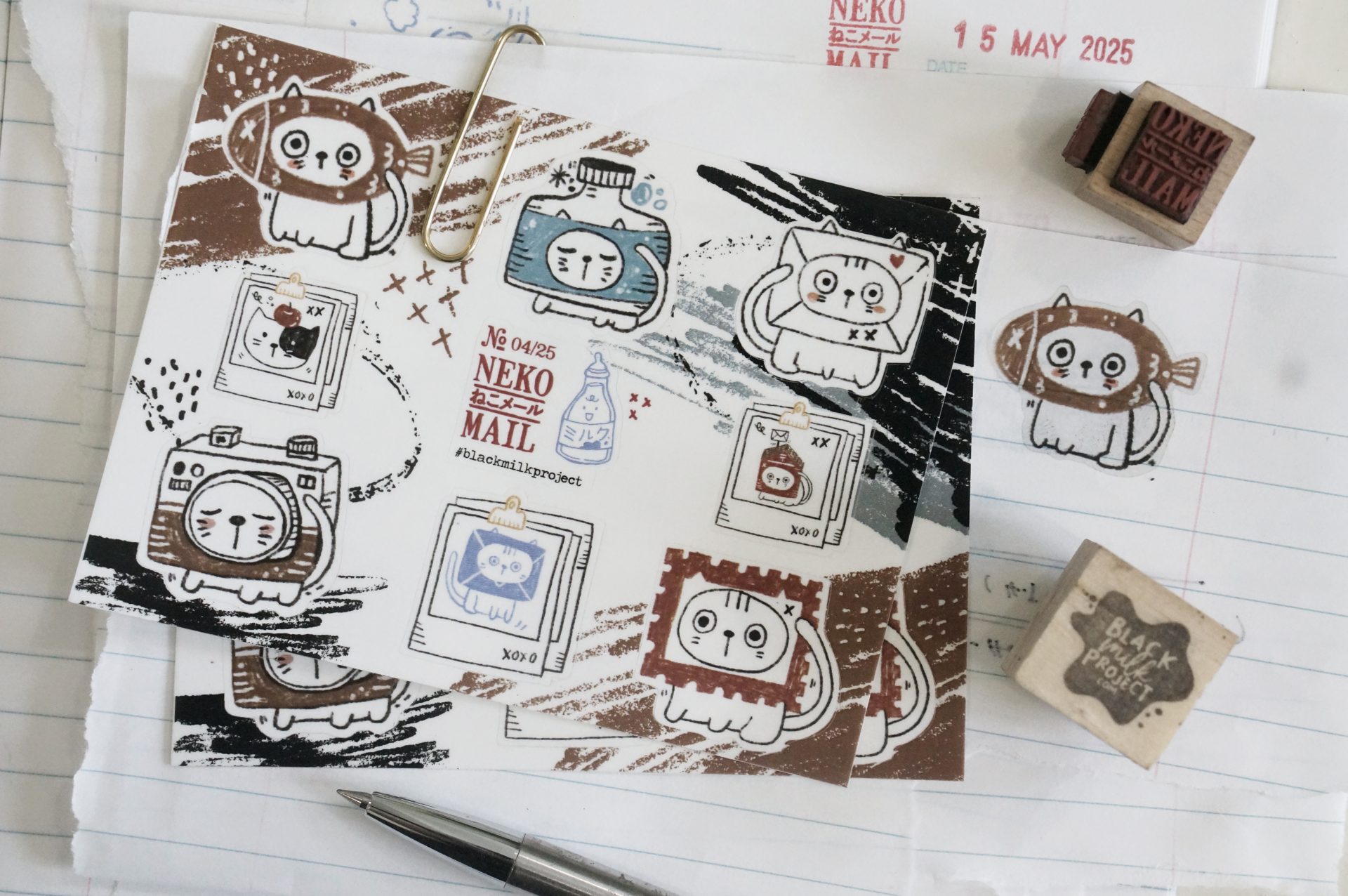 Black Milk Project Stickers - Neko Mail Mini Sticker Sheet