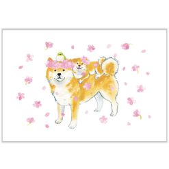 Natsuka Murata Postcard - Spring Shibainus and Sakura