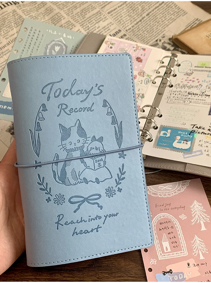 Molinta PU Ring Binder Cover - Grey-Blue Cat (M5)