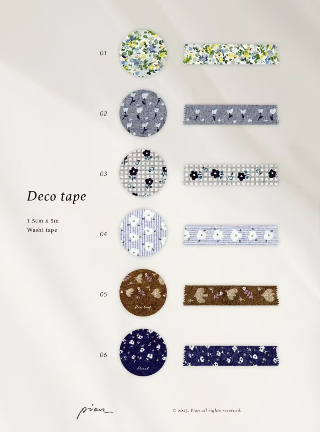 Pion Deco Washi Tapes (6 designs)