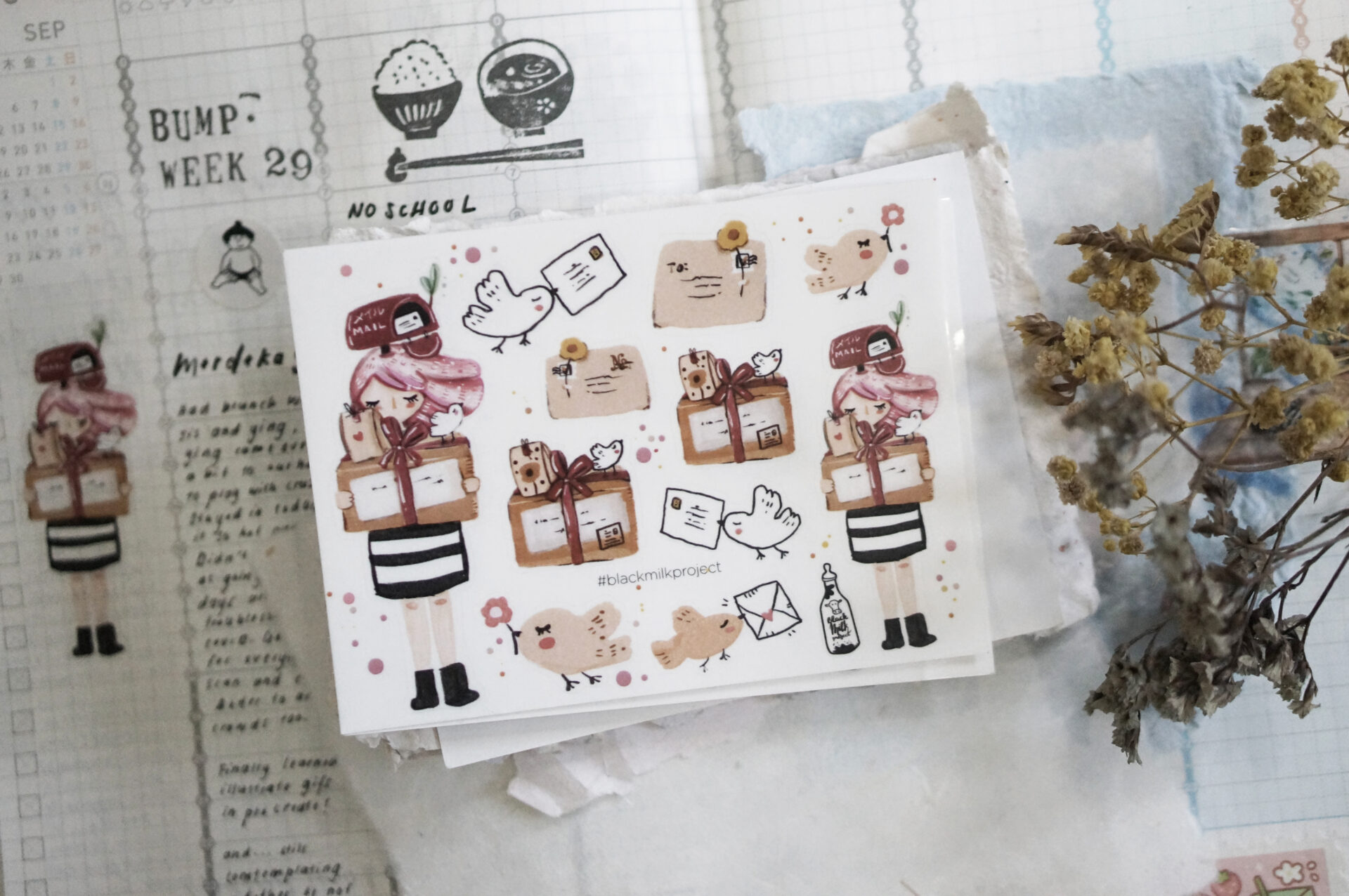 Black Milk Project Stickers - Delivery Girl (Mini sticker sheet)