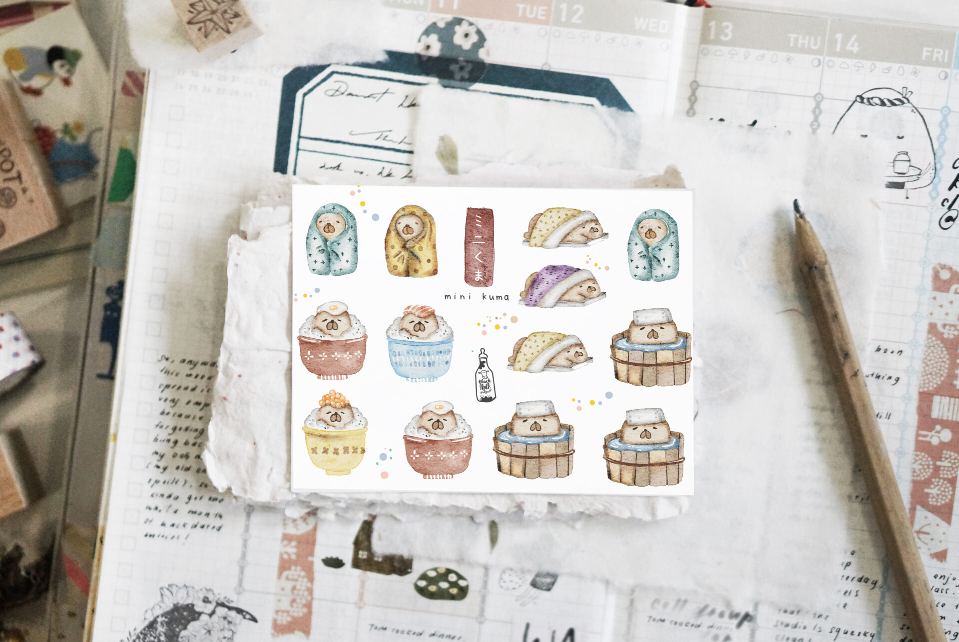 Mini Kuma (Mini sticker sheet)