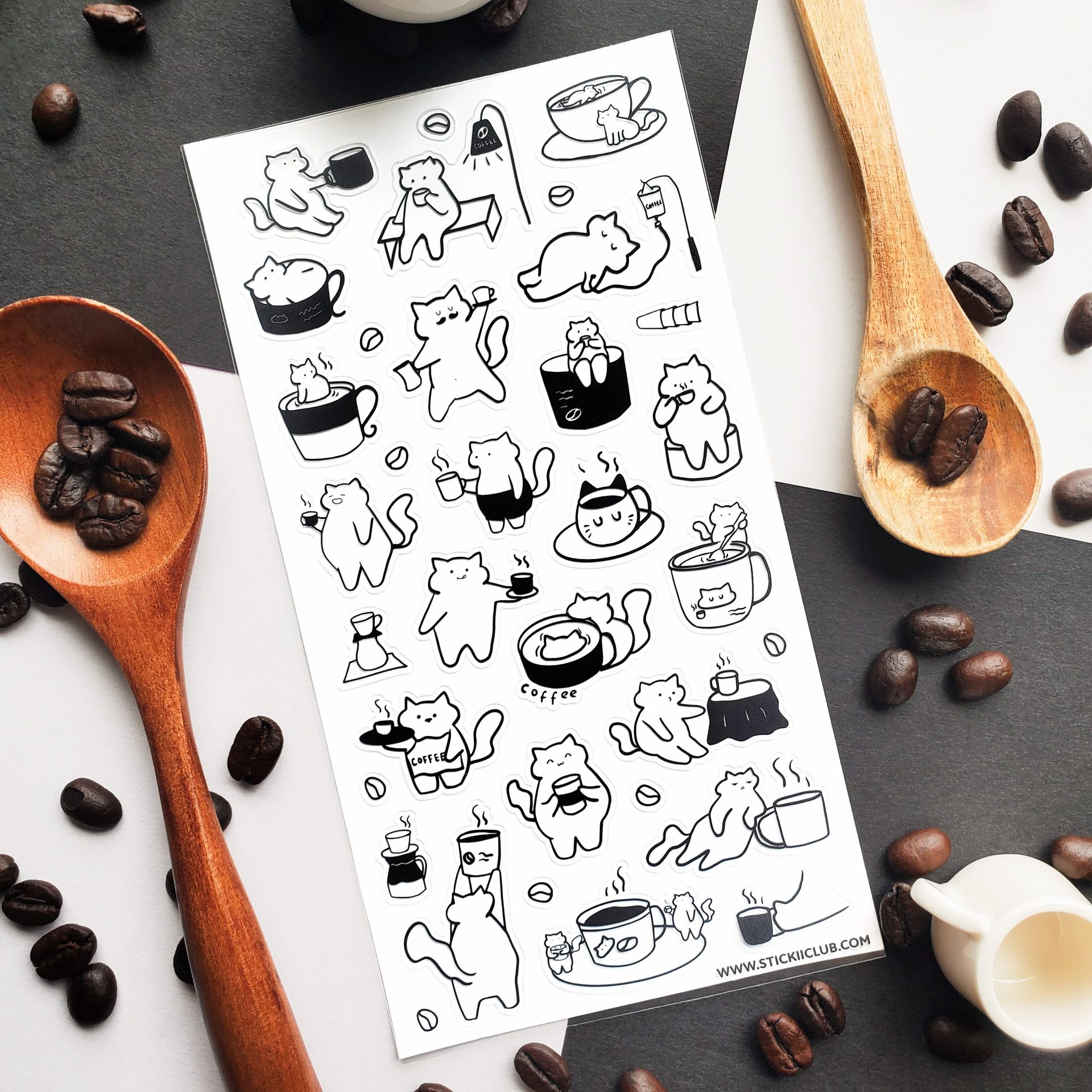 STICKII Sticker Sheet - Caffeine Cats 2