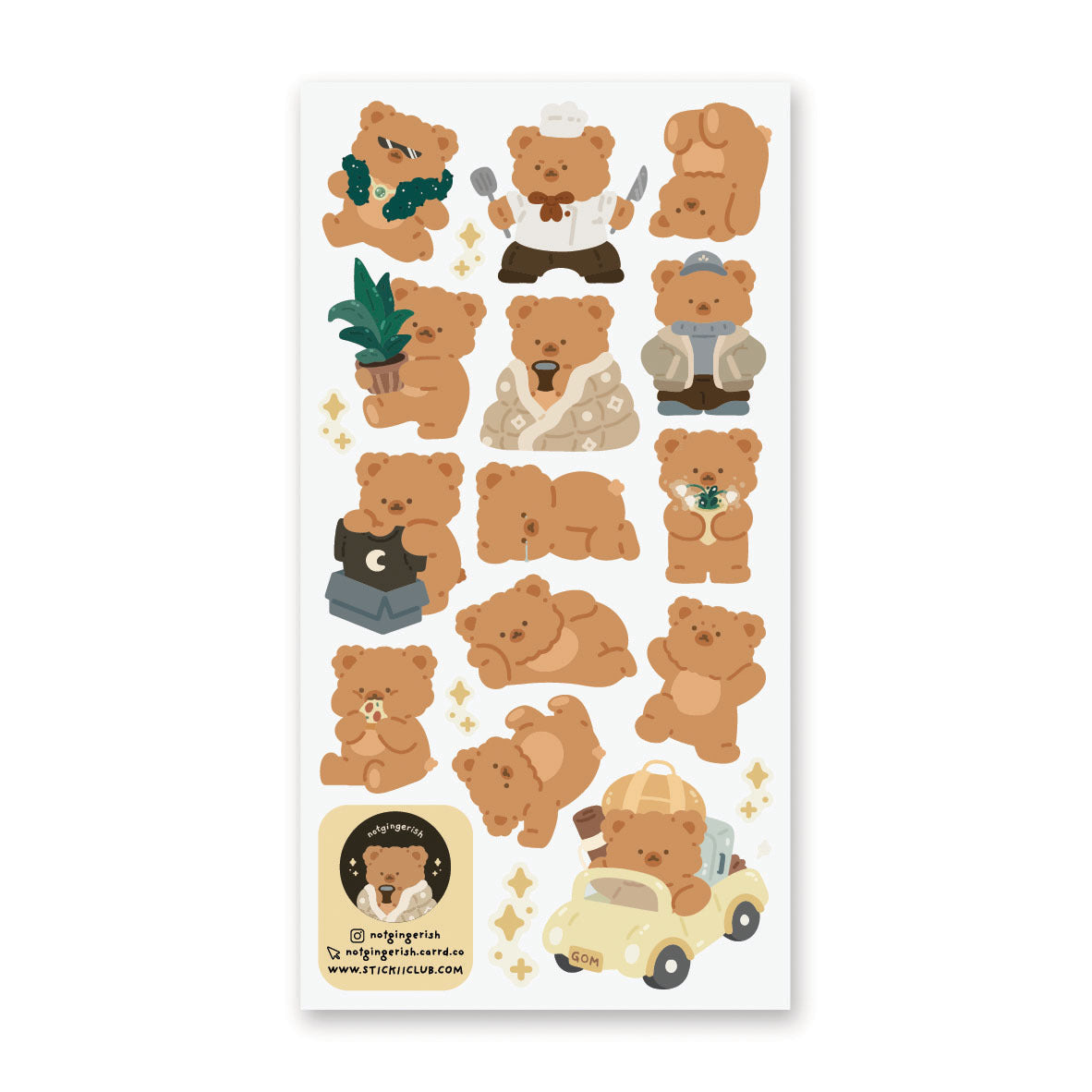 STICKII Sticker Sheet - Cuddly Teddy